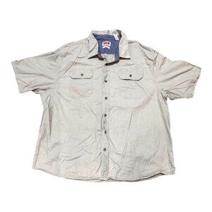 Wrangler Mens Flex For Comfort Short Sleeve Shirt 3XL Button Up Tan Beige READ
